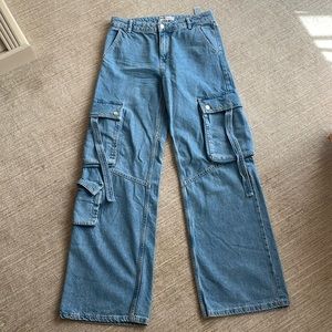 Bershka cargo wide leg jean size 4